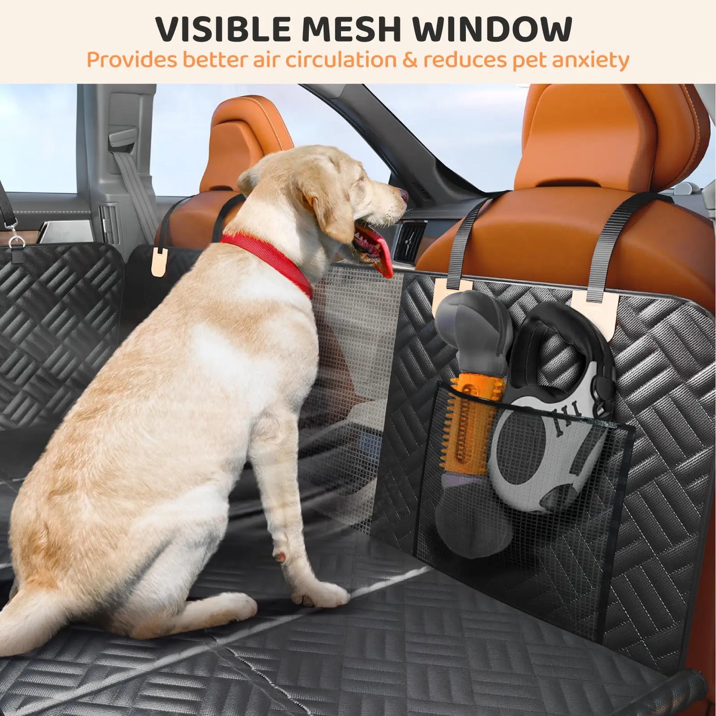 Car Rear Seat Dog Hammock With Hard Bottom Extender 400Lb