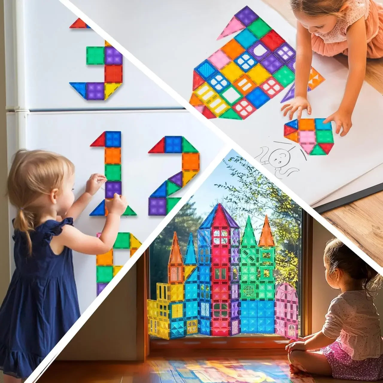 Joyfy 66Pcs Magnetic Building Tiles STEM Toy For Kids 3-8