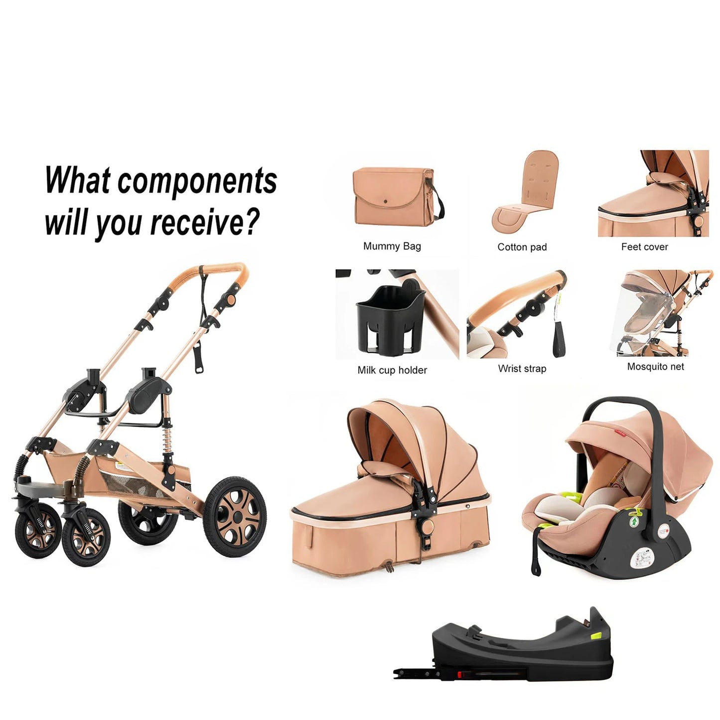 3 In 1 Baby Stroller Travel System With Isofix Base