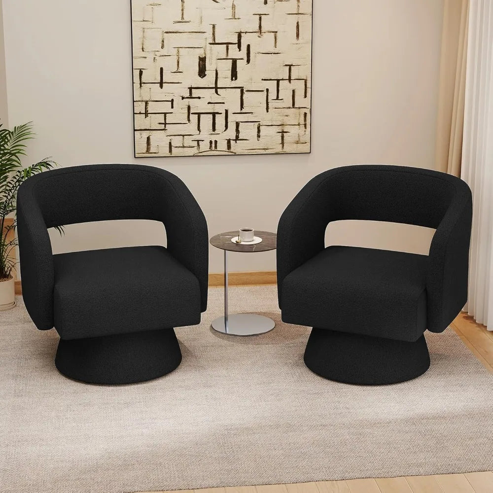 Swivel Accent Chair Set of 2 Teddy Barrel Chairs Living