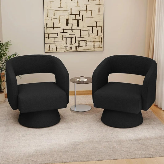 Swivel Accent Chair Set of 2 Teddy Barrel Chairs Living