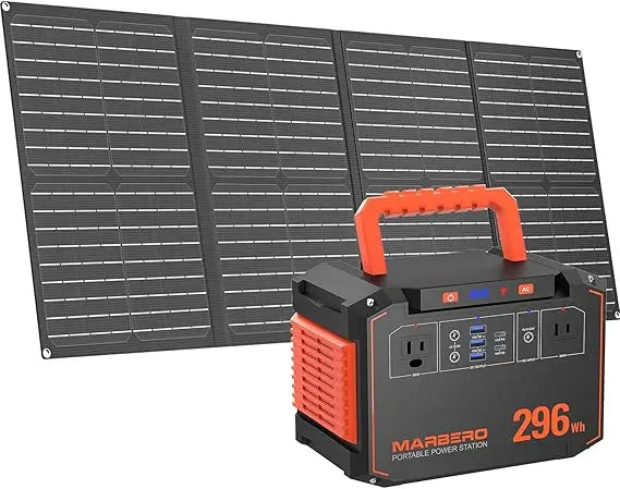 296Wh Solar Generator with Solar Panel Included 300W Portable Power Station with 60W Foldable Panel Set Solar Power Bank