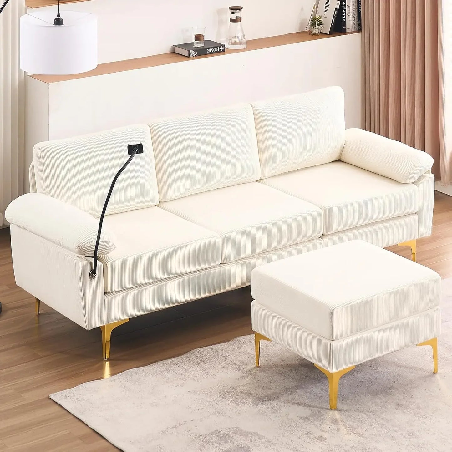 CN Guangdong Corduroy U Shaped Sofa Set With Lounge Chair