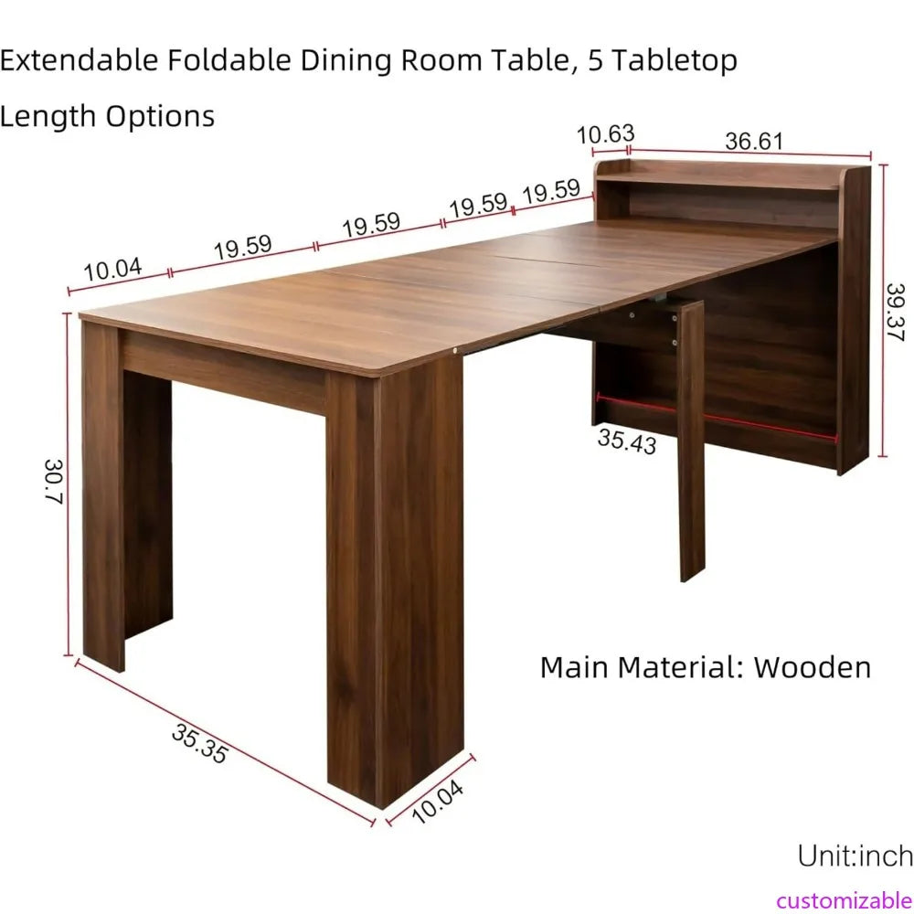 Expandable Dining Table for 1-10 People Modern Rustic Rectangular Wood Design