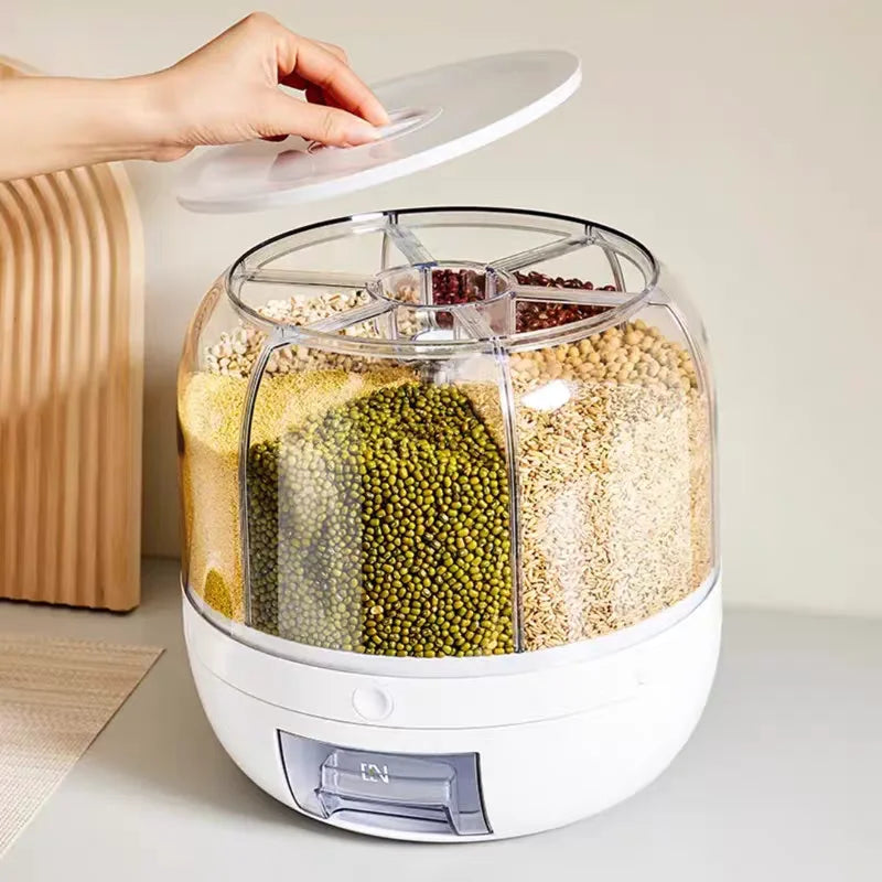 Hign-concerned Rotating Food Storage Containers For Rice Beans Grains