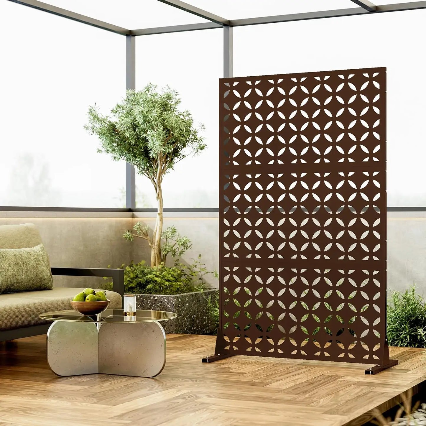 Outdoor Privacy Screen 72 Inch Modern Geometric Panels