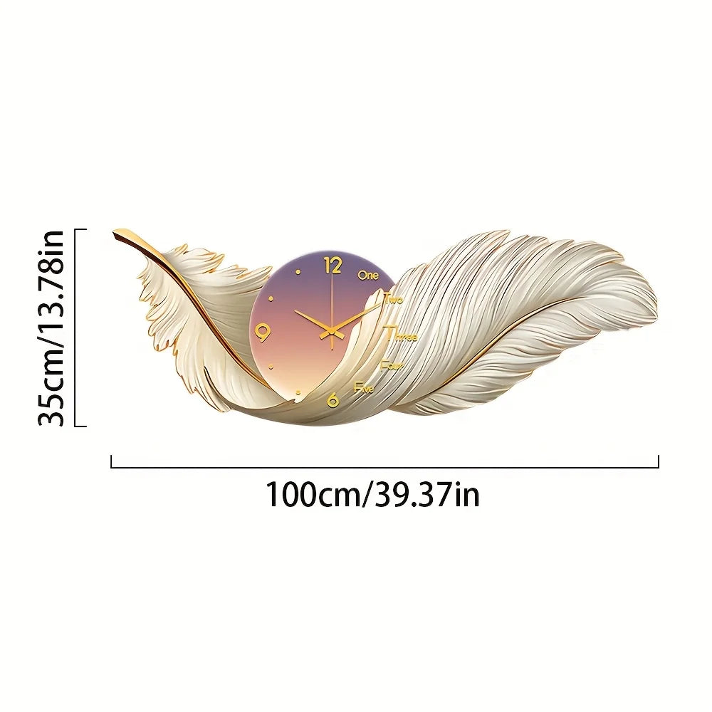 Feather Themed Wall Clock With Soft LED Lights