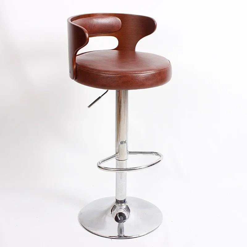 Modern Front Desk High Chair Solid Wood Bar Stool Swivel