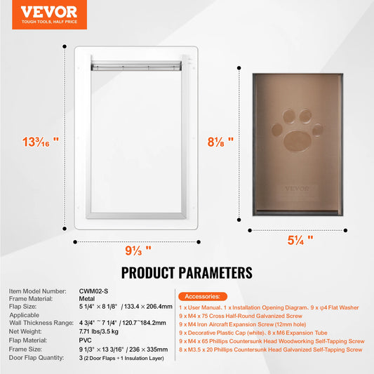 SucceBuy Metal Frame Pet Door with Lock and Weatherproof Flaps