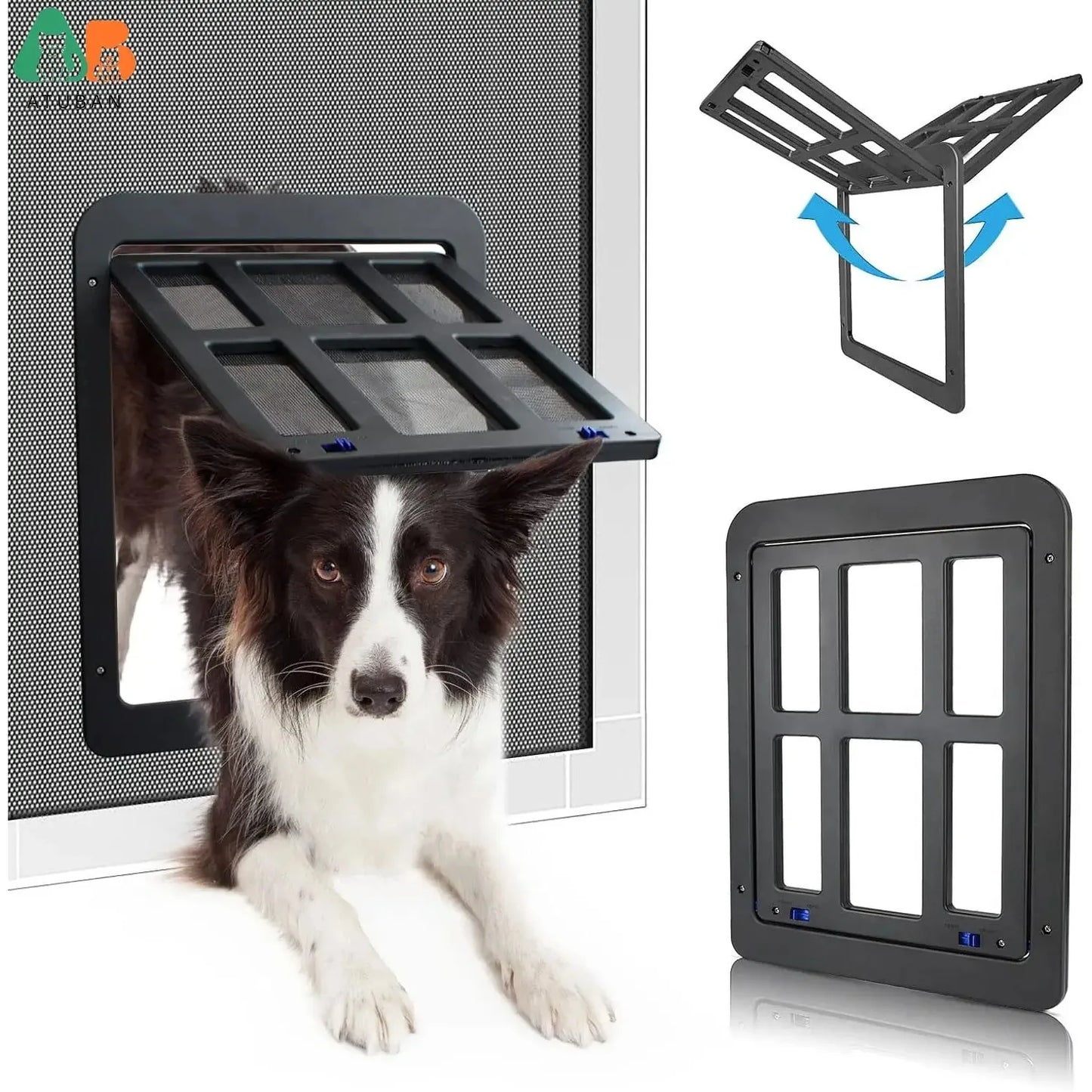 ATUBAN Dog Door For Sliding Door With Lockable Magnetic Closure