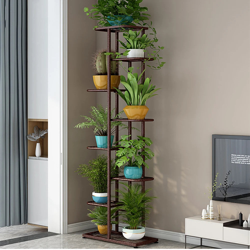 8 Tier Metal Plant Stand With Multi Pot Holder Shelves