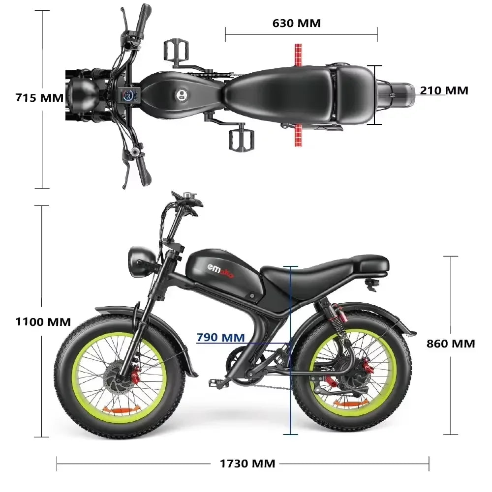 Ebike C93 2000W 48V 23AH Battery 20 Inch Off Road Tires