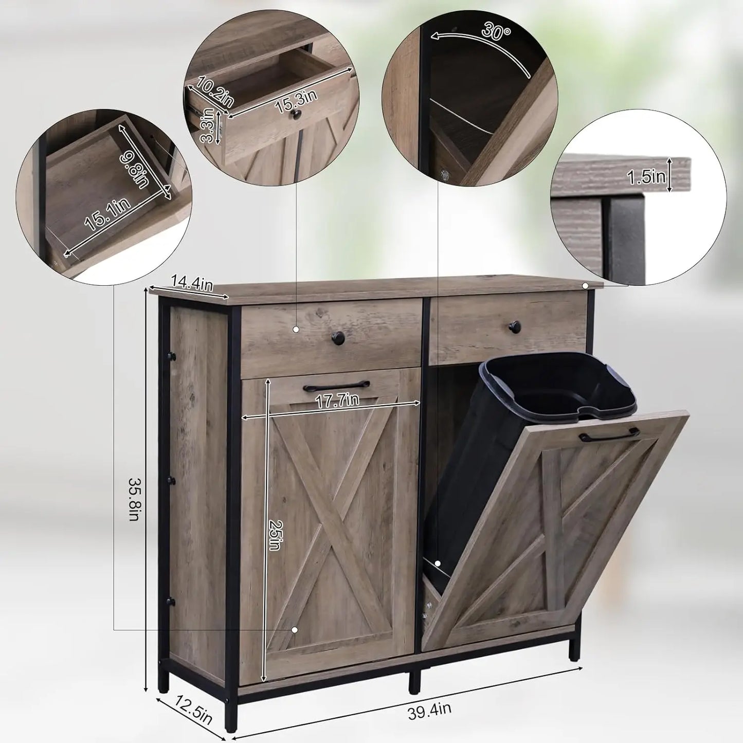 Double Tilt Out Trash Cabinet Pet Proof Hidden Drawer Kitchen