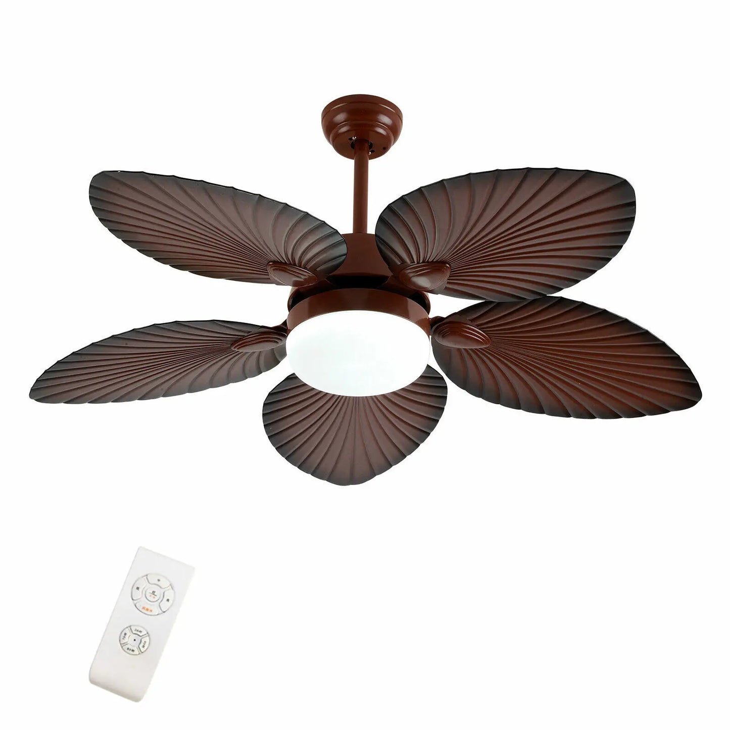 52 Inch Tropical Ceiling Fan Light Palm Blades With Remote