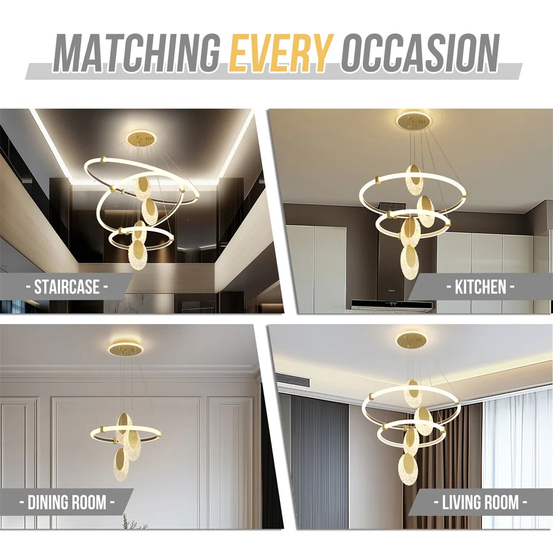 LUVODI 3 Layer LED Ceiling Chandelier Pendant Lamp Fixture