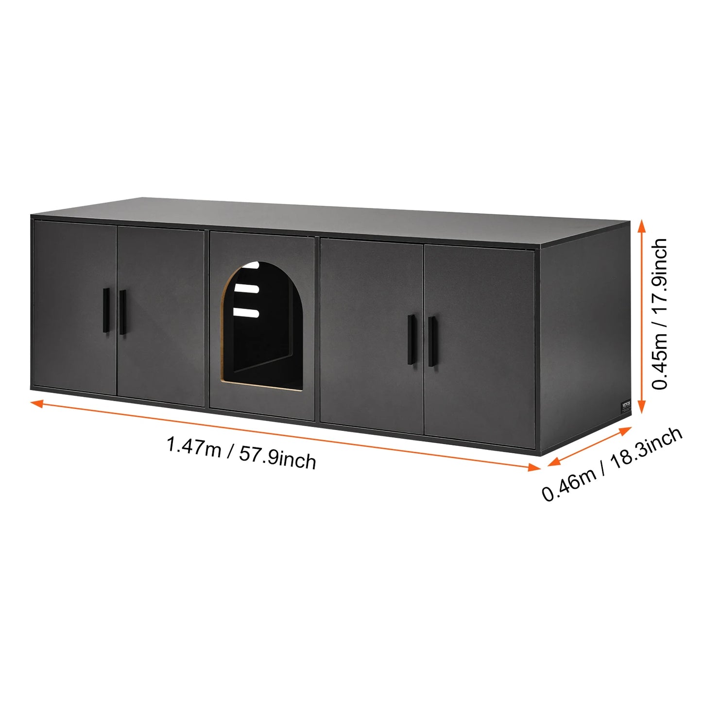 SucceBuy White Cat Litter Box Enclosure for Two Cats