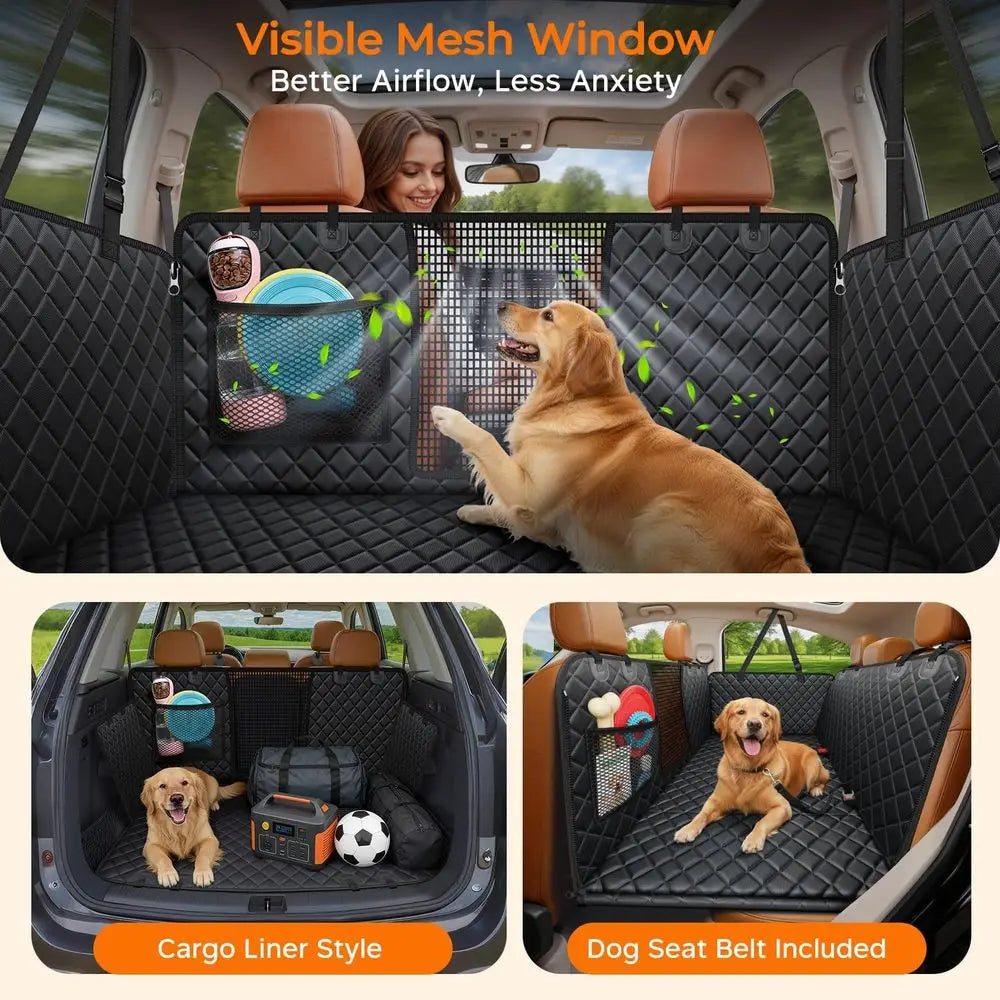 Backseat Dog Car Seat Cover Hammock With Bottom Protector