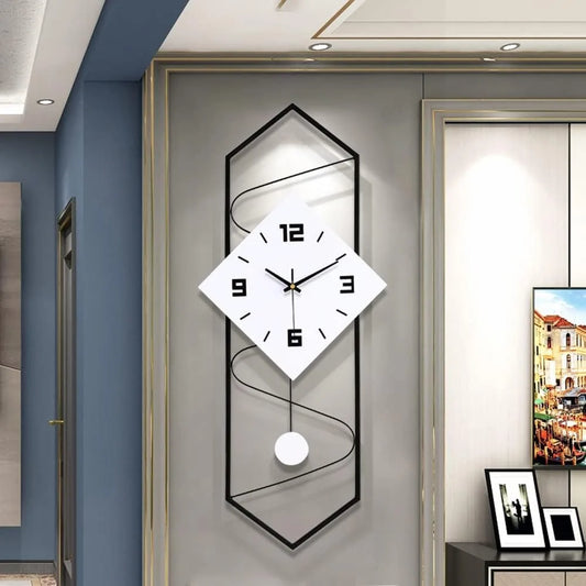 Silent Quartz Metal Wall Clock Pendulum Modern Home Decor