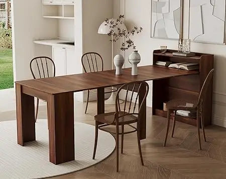 Expandable Dining Table for 1-10 People Modern Rustic Rectangular Wood Design