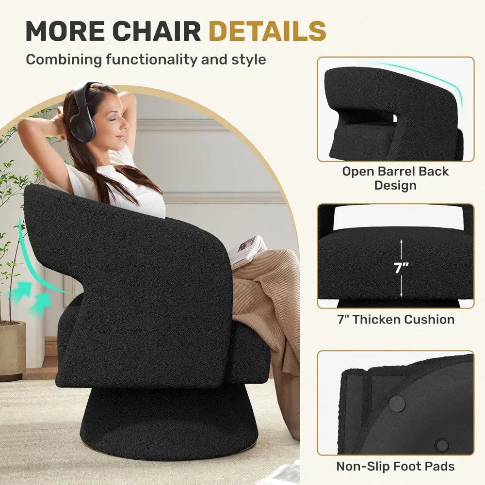 Swivel Accent Chair Set of 2 Teddy Barrel Chairs Living