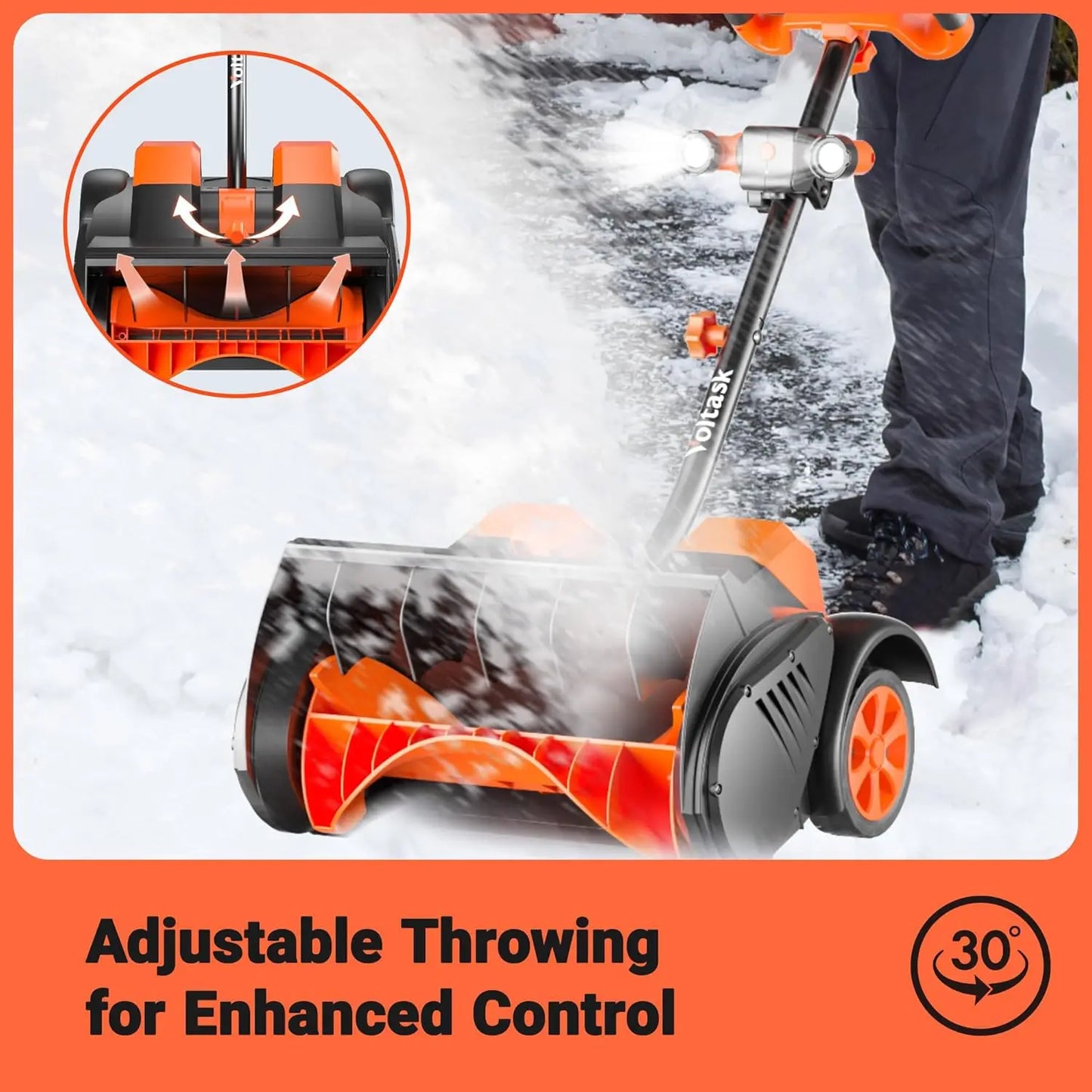 Cordless Snow Shovel 48V 16 Inch Brushless With LED Lights