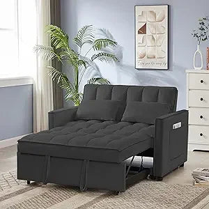 65 Inch Convertible Sleeper Sofa Bed with Chaise and USB Ports