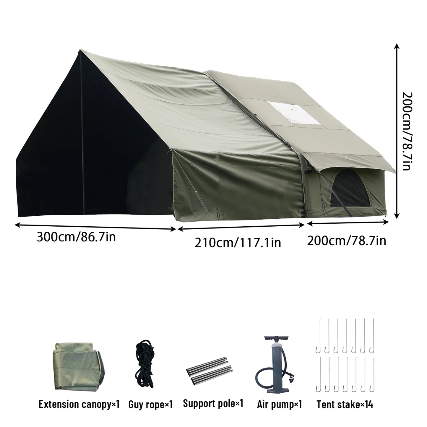 Pakicetus Inflatable Tent With Skylight Quick Setup Pump