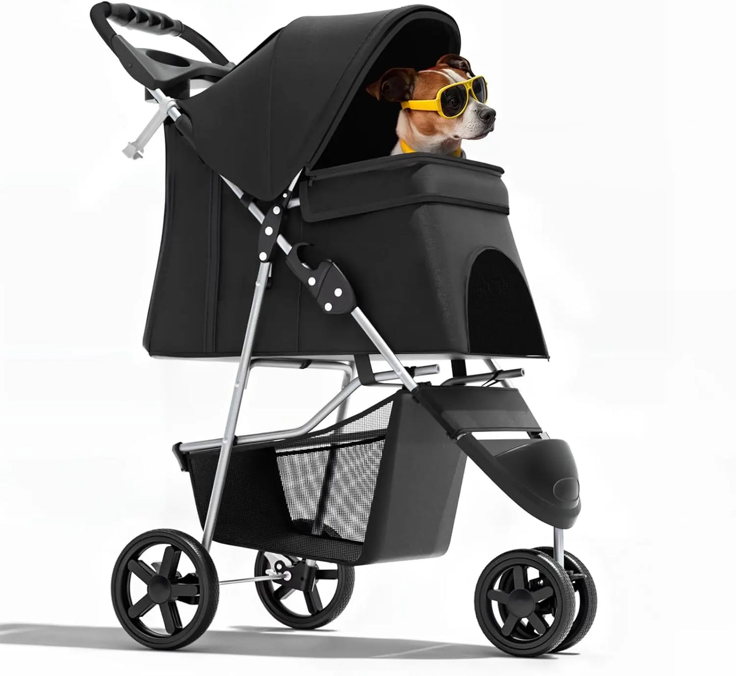 3-Wheel Foldable Pet Stroller For Small And Medium Dogs Cats