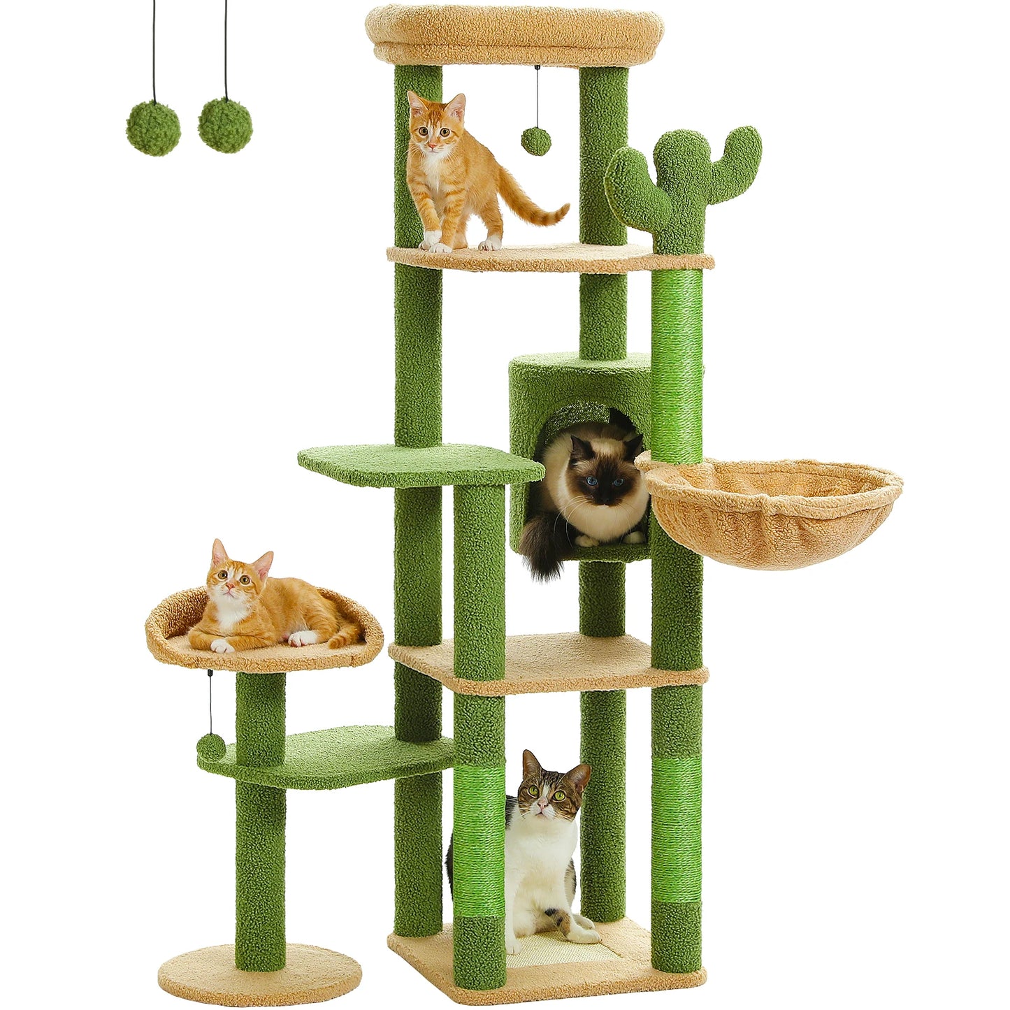 PEQULTICN Multi Level Cat Tree With Scratching Post And Hammock