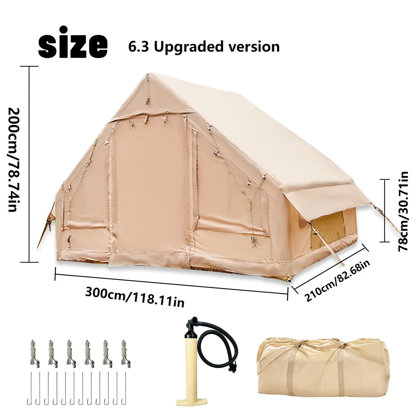 Pakicetus Inflatable Tent With Skylight Quick Setup Pump
