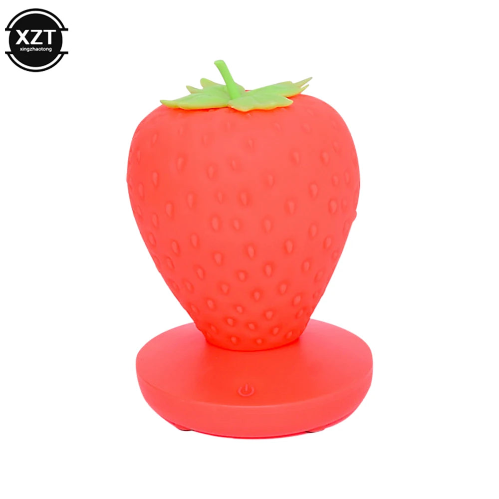 LED Strawberry Lamp Touch Sensor USB Rechargeable Dimmable Night Light