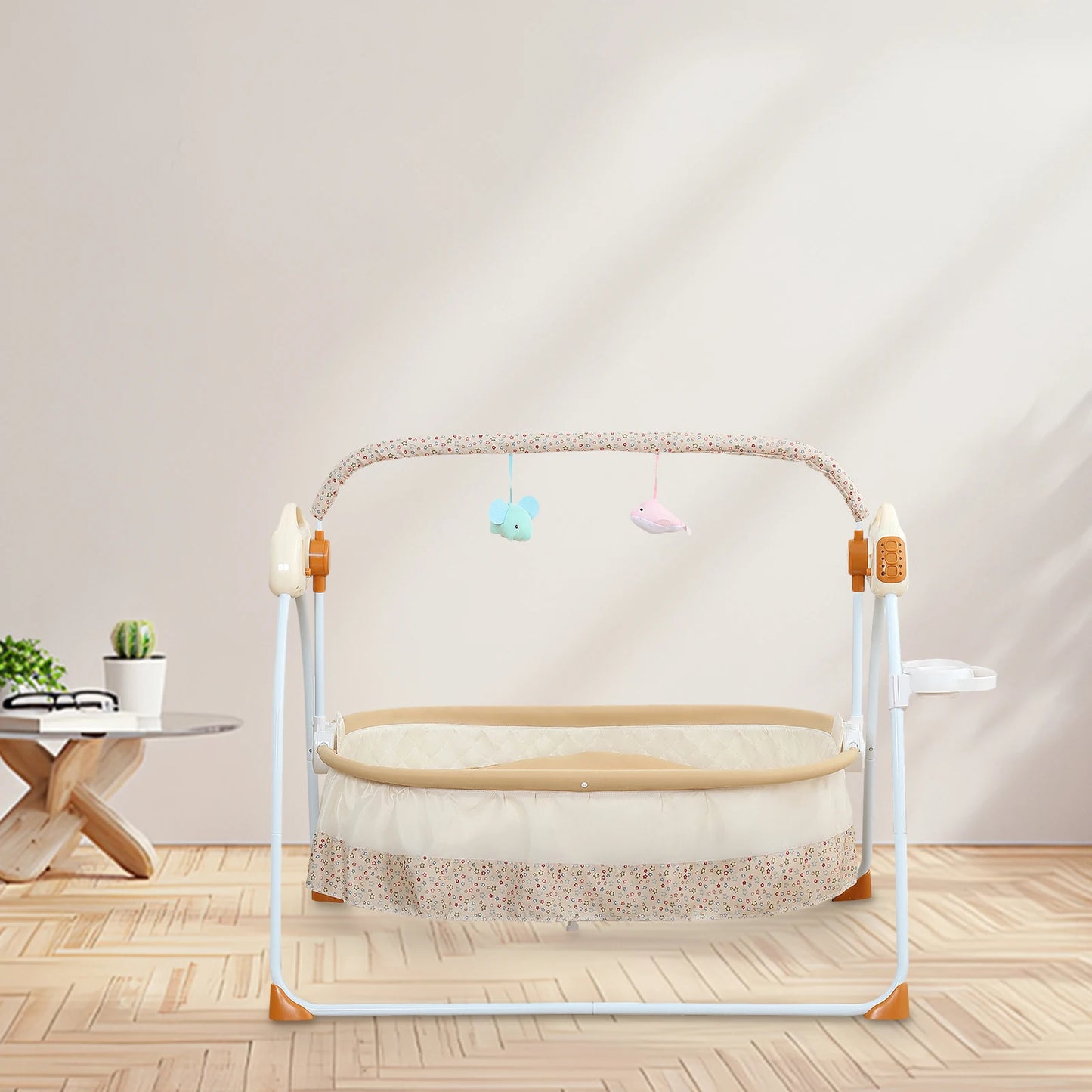 Electric Foldable Baby Cradle With Music Dual Control Swing