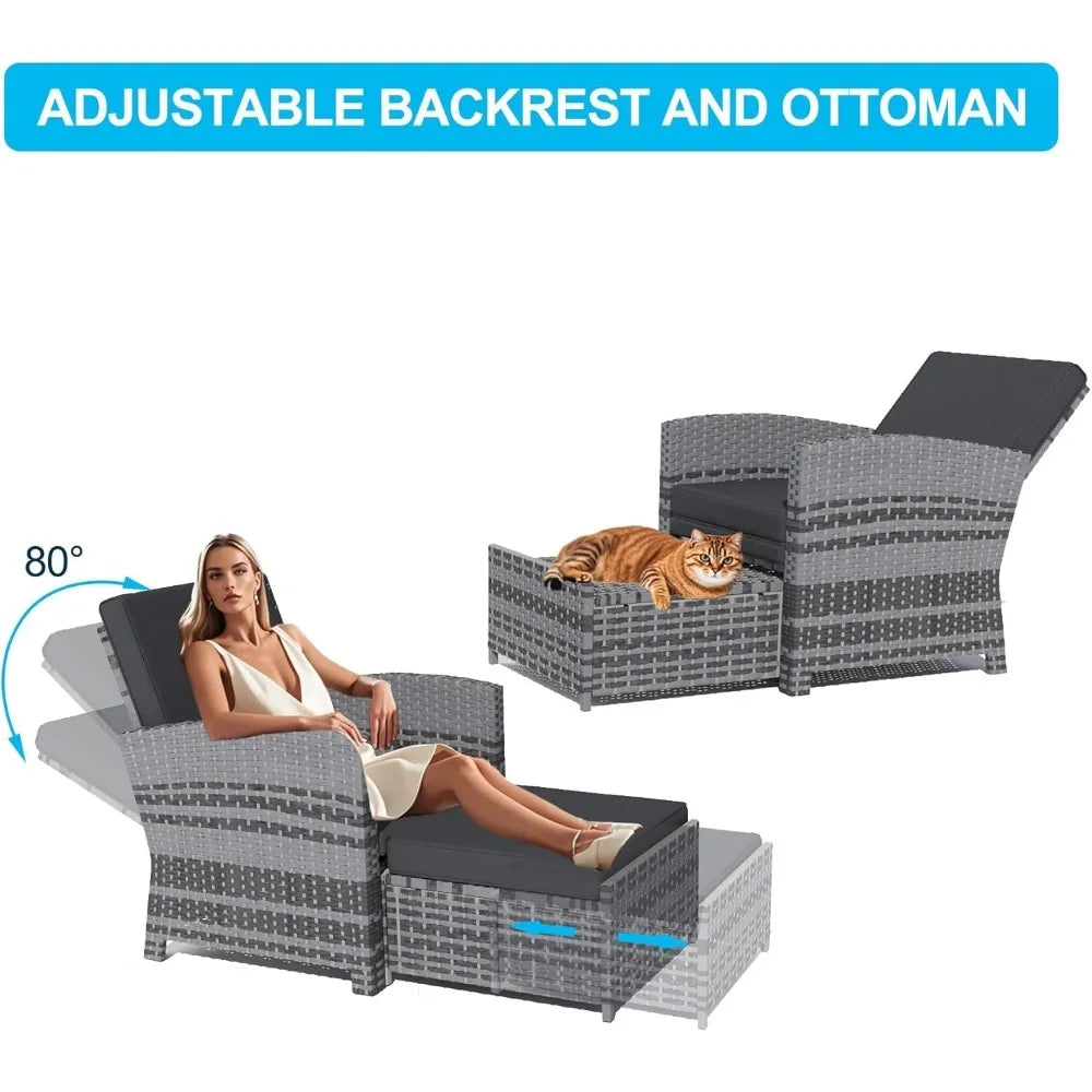 Five Piece Outdoor Patio Furniture Wicker Conversation Set