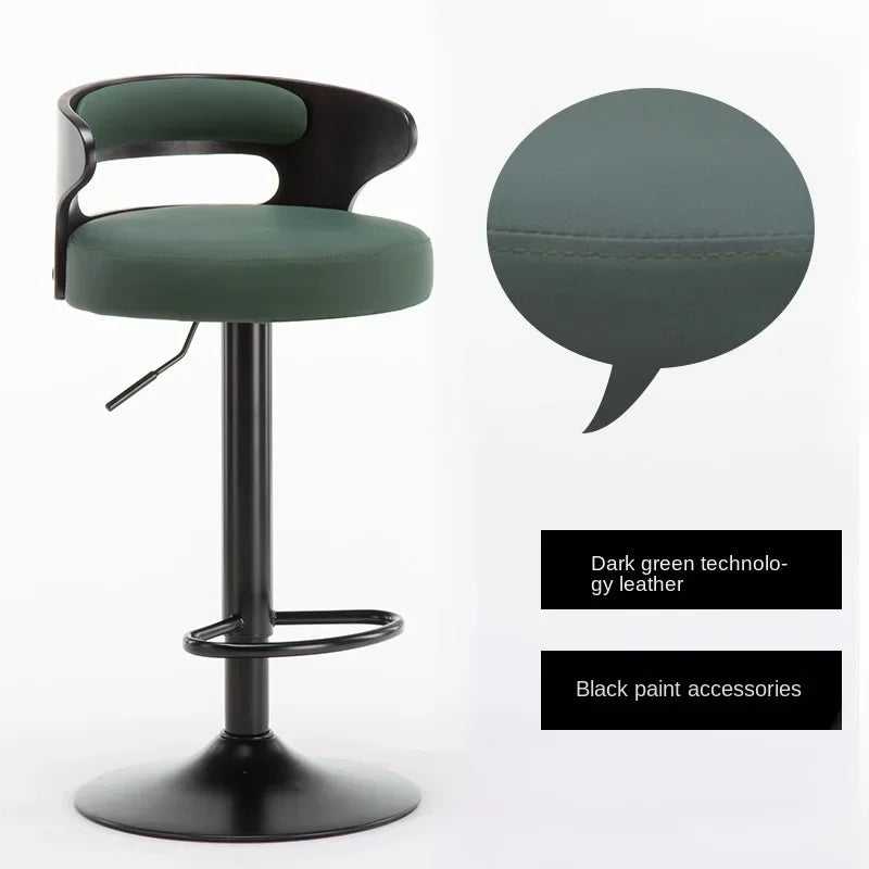 Modern Front Desk High Chair Solid Wood Bar Stool Swivel