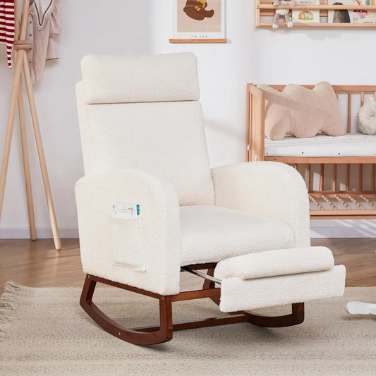 RBXC Rocking Chair Nursery Glider With High Back For Baby