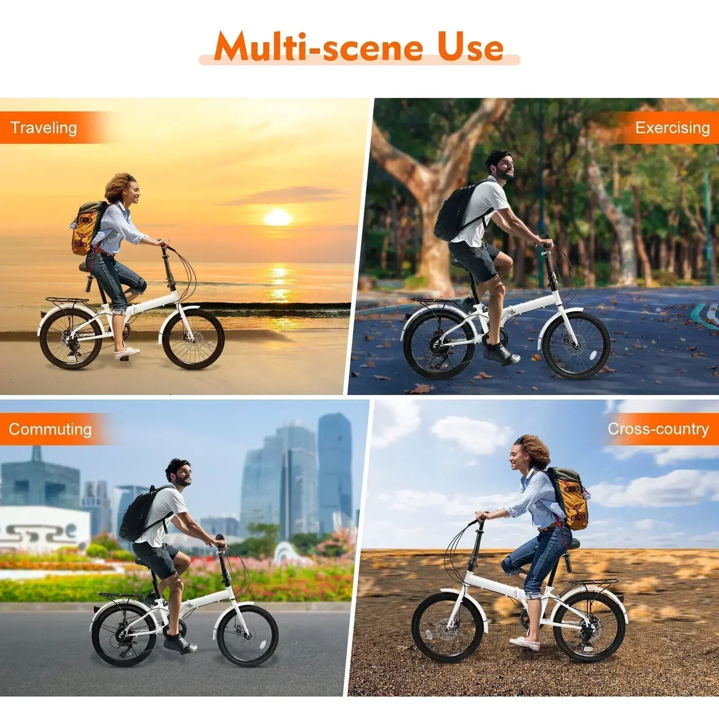 Folding City Bicycle For Adults 7 Speed Portable Commuter Bike