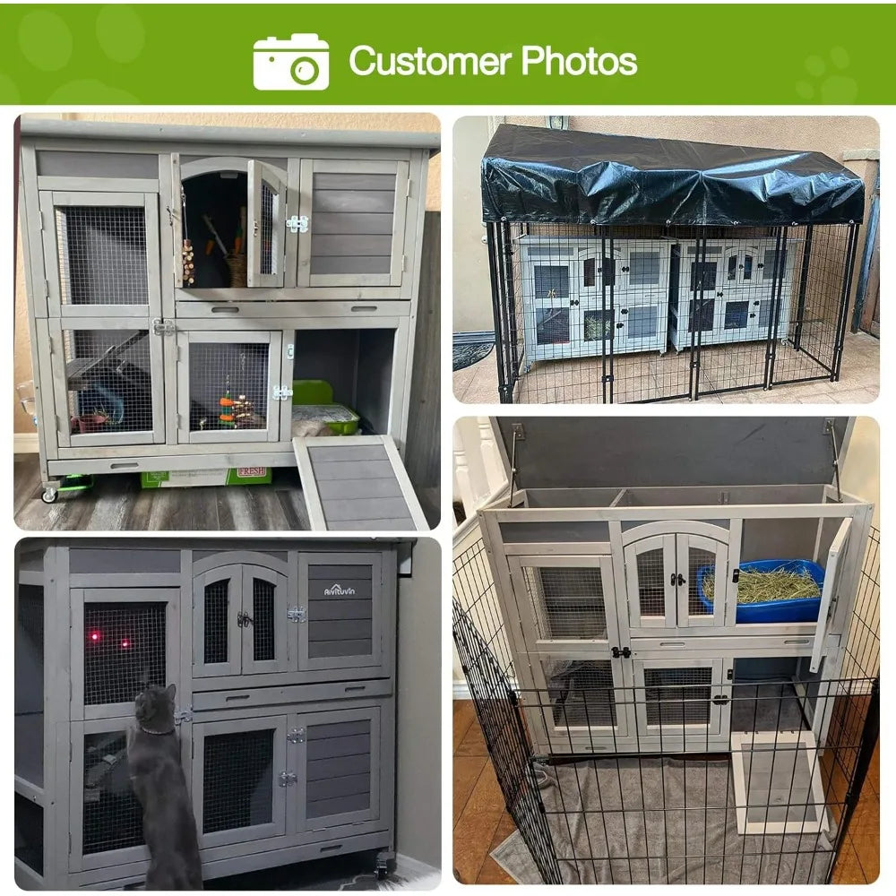 Indoor Outdoor Rabbit Hutch On Wheels With Tray 47 Inch