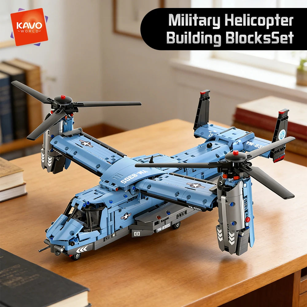 KAVOWORLD Military V-22 Transport Aircraft Building Blocks Set