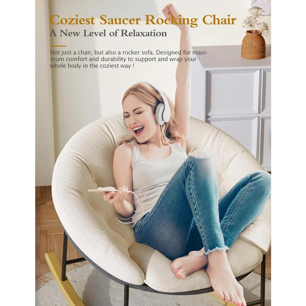 Modern Upholstered Nursery Rocking Chair for Baby’s Comfort and Gliding