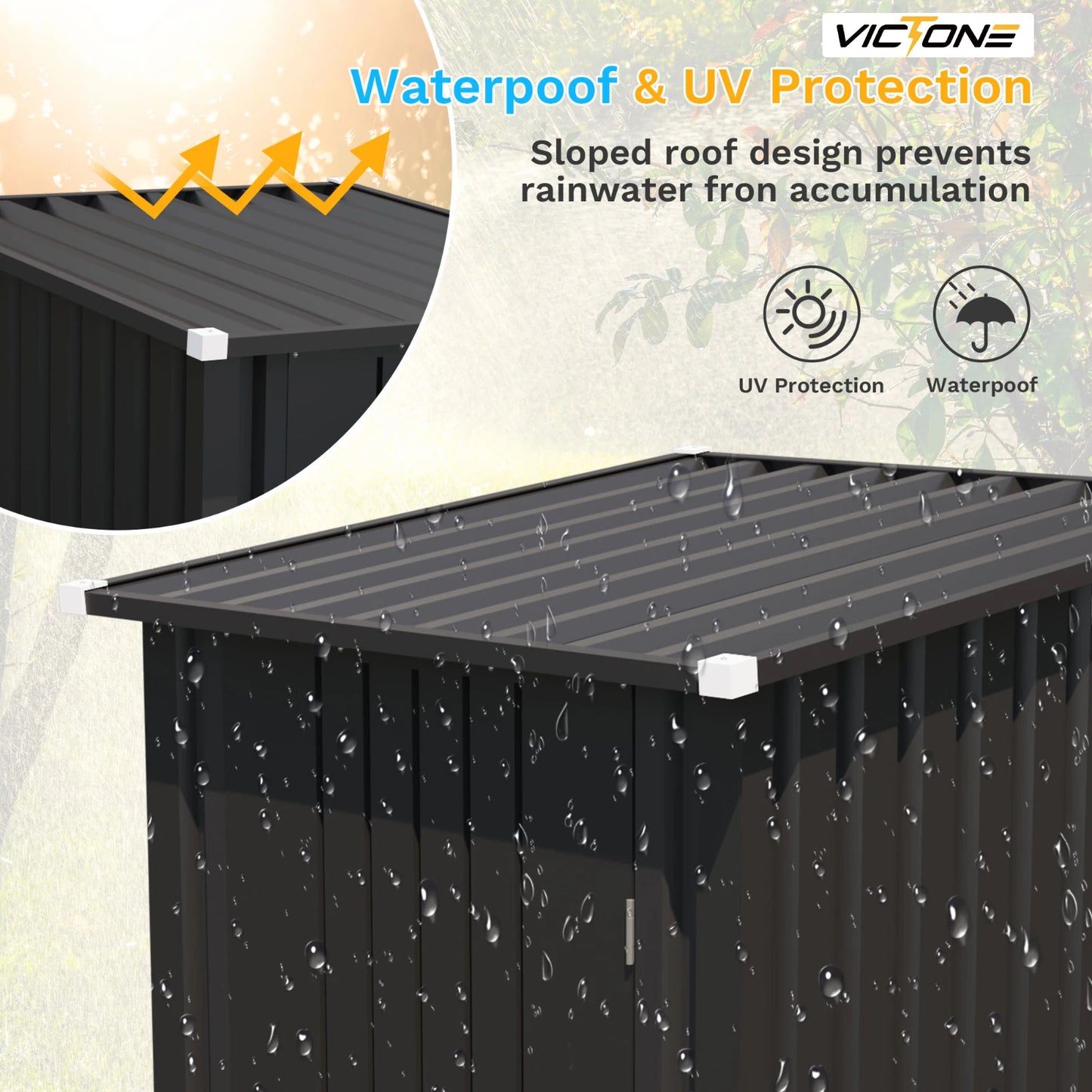 Victone 3x3 Compact Outdoor Storage Shed in Black