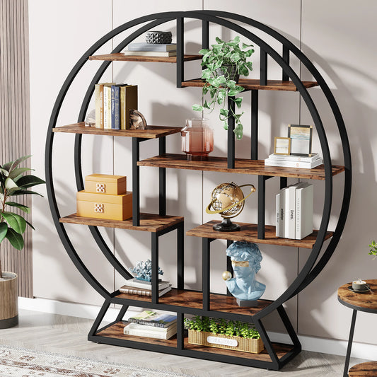 Tribesigns Round Etagere Bookcase With Staggered Shelves
