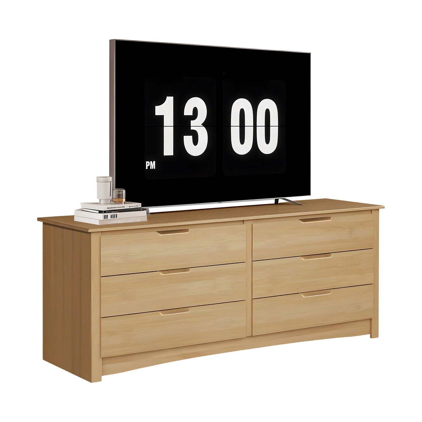 JHK Six Drawer Wood Dresser Cabinet For Living Room Storage