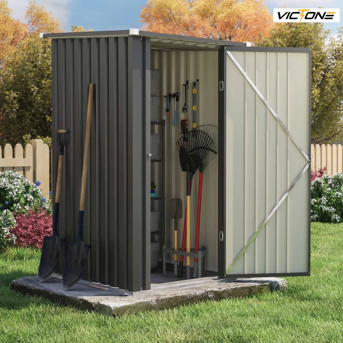 Victone 3x3 Compact Outdoor Storage Shed in Black