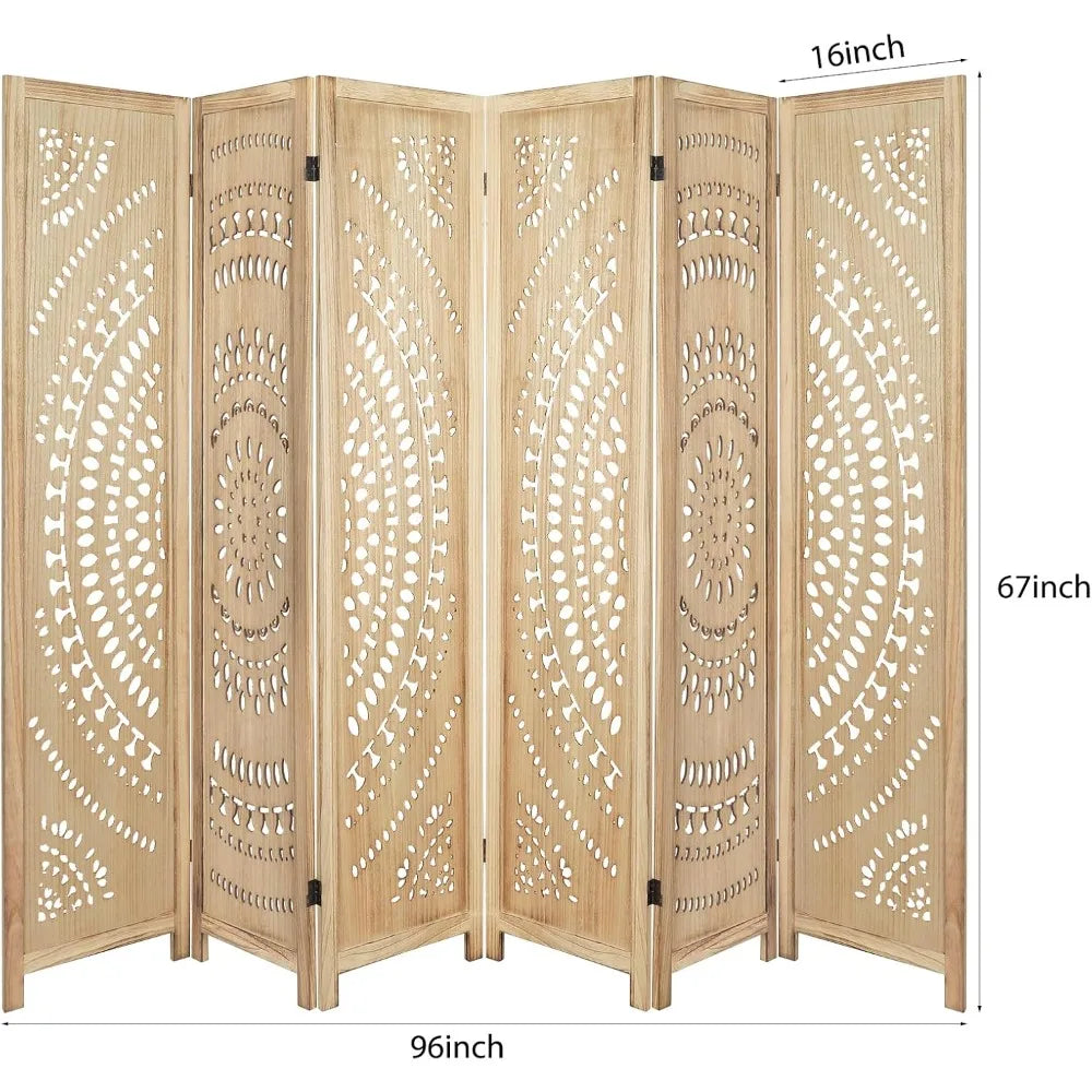 Babion 6 Panel Wood Room Divider Folding Privacy Screen