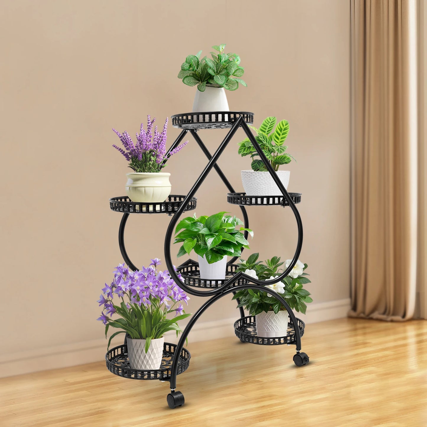 6 Potted Heart Flower Pot Stand 4 Tier Rack For Patio