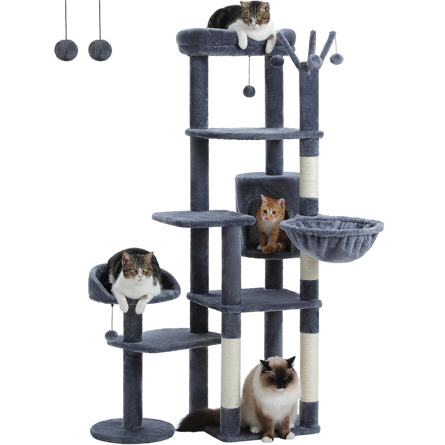 PEQULTICN Multi Level Cat Tree With Scratching Post And Hammock