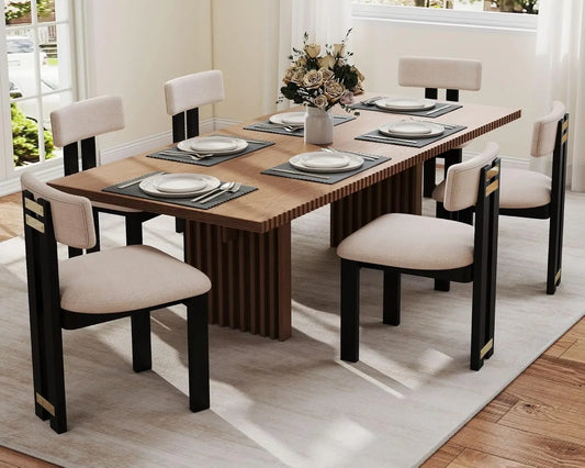 High-Concerned Linen Dining Chairs Set of 6 Modern Farmhouse