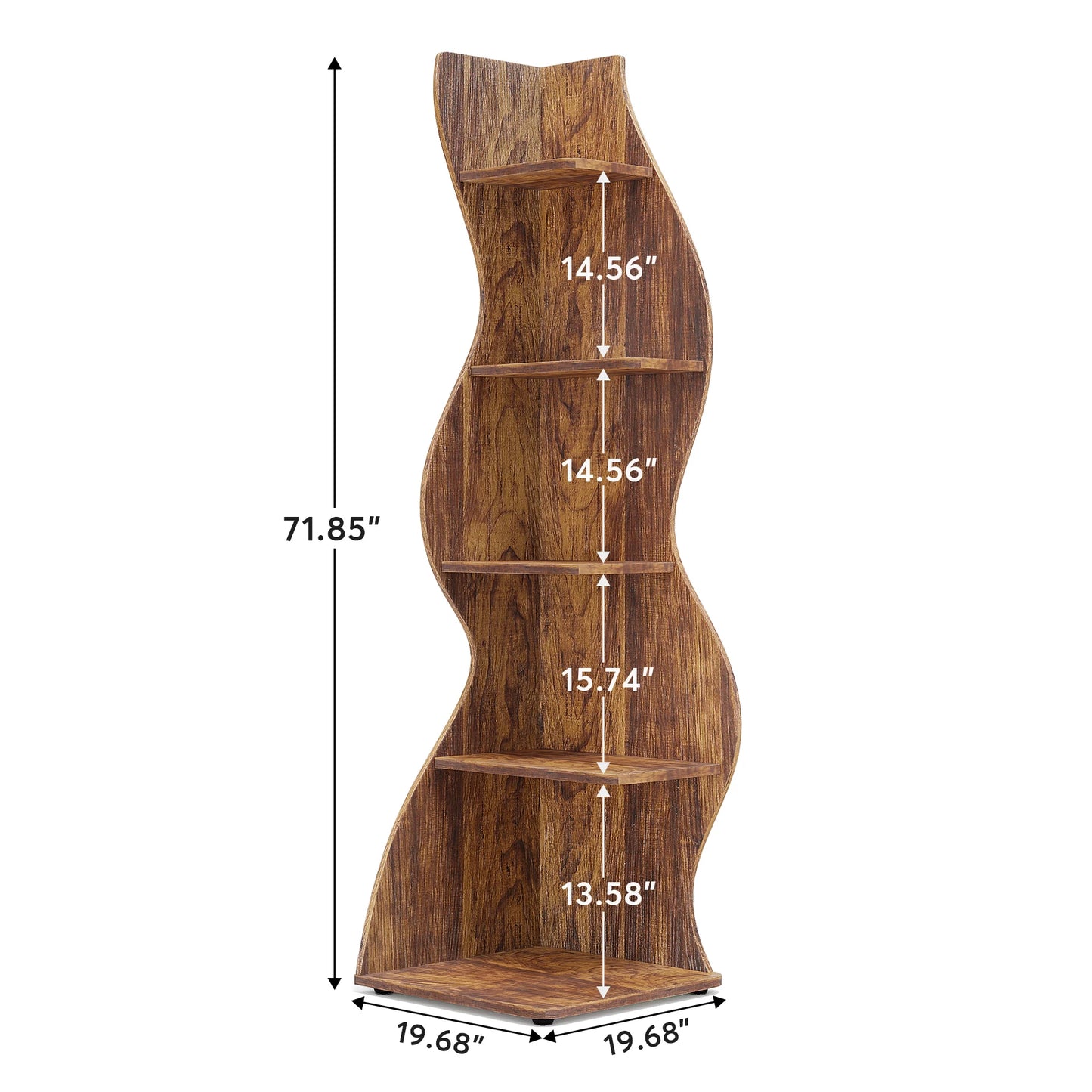 Tribesigns Rustic 5-Tier Corner Shelf Wall Bookcase Plant Stand