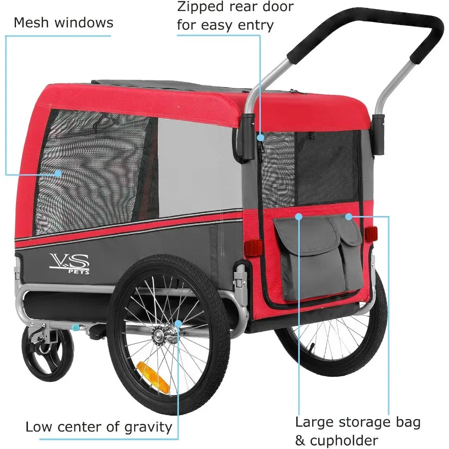 XMSJ Dog Bike Trailer Stroller For Large And Small Dogs
