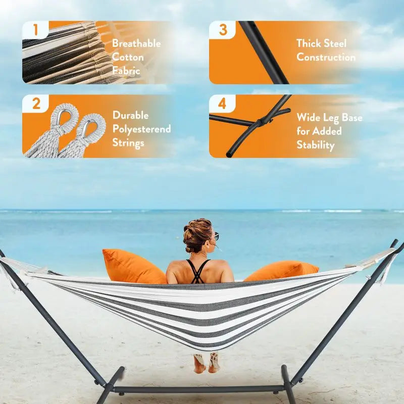 Gyroor Adjustable Stand Hammock 600lb Capacity Outdoor Bed With Storage